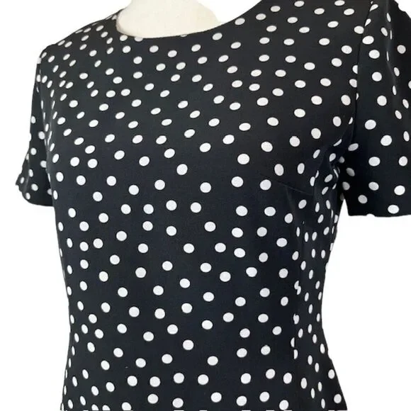 Slate & Willow Black Polka Dot Dress Poly Spandex Women's Ruffle Bottom Size 6 - Picture 3 of 11